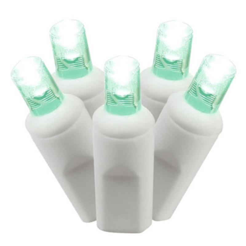 100 Green LED Wide Angle Christmas Lights  48.75 ft White Wire