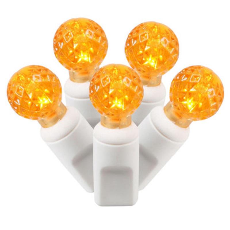 100 Orange LED G12 Berry Mini Christmas Lights  33 ft White Wire