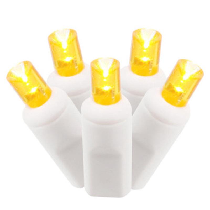 100 Orange LED Wide Angle Commercial Grade Christmas Lights  48.75 ft White Wire