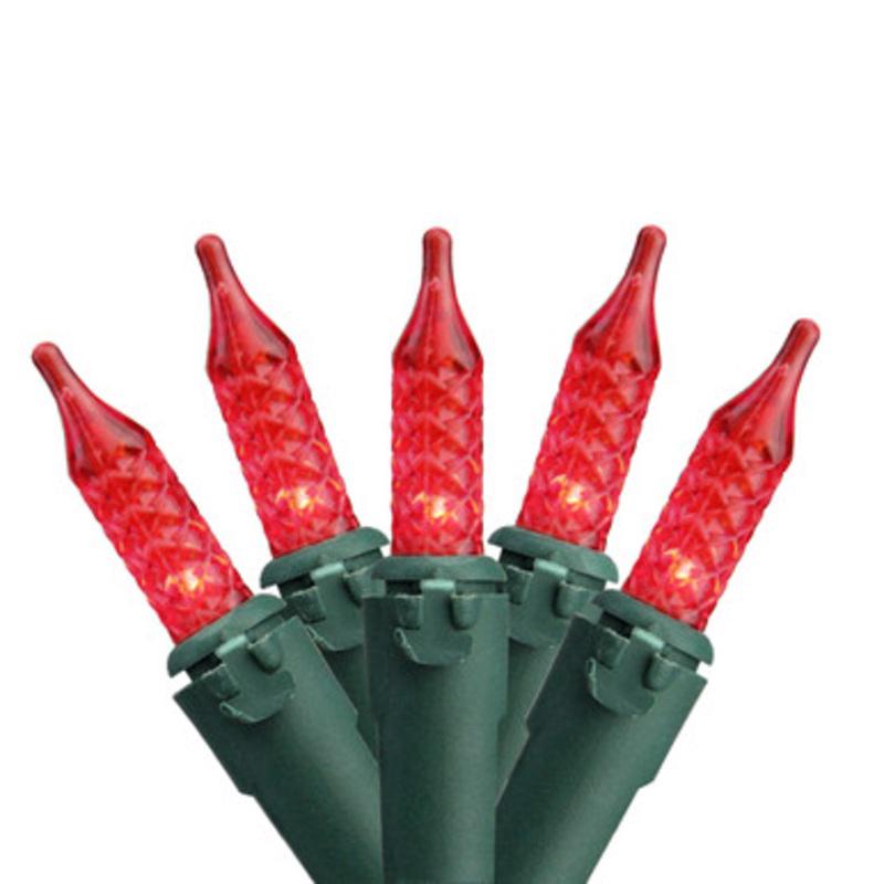 100 Red LED M5 Mini Christmas Lights 32.4 ft Green Wire