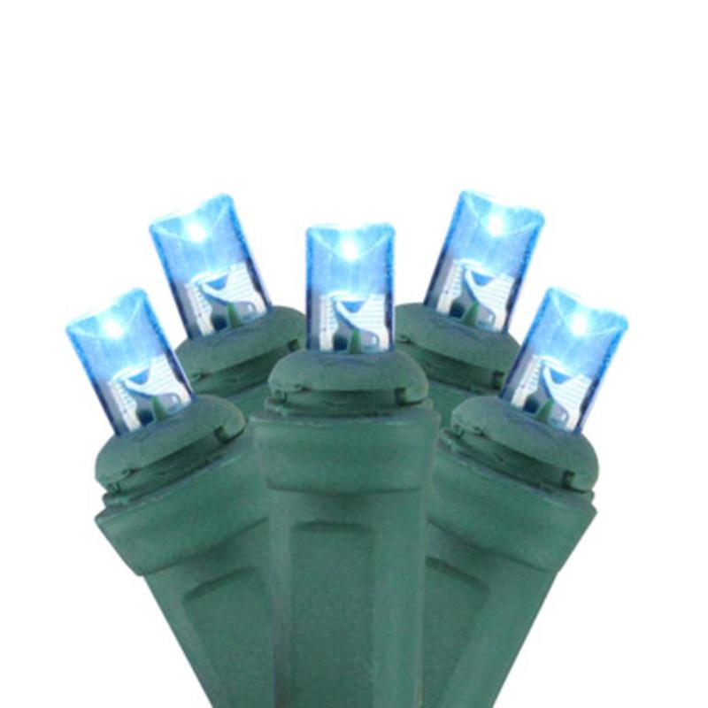 100 Teal Blue LED Commercial Grade Wide Angle Mini Christmas Lights 49 ft Green Wire
