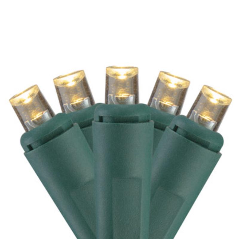 100 Warm White Wide Angle LED Christmas Lights 33 ft Green Wire