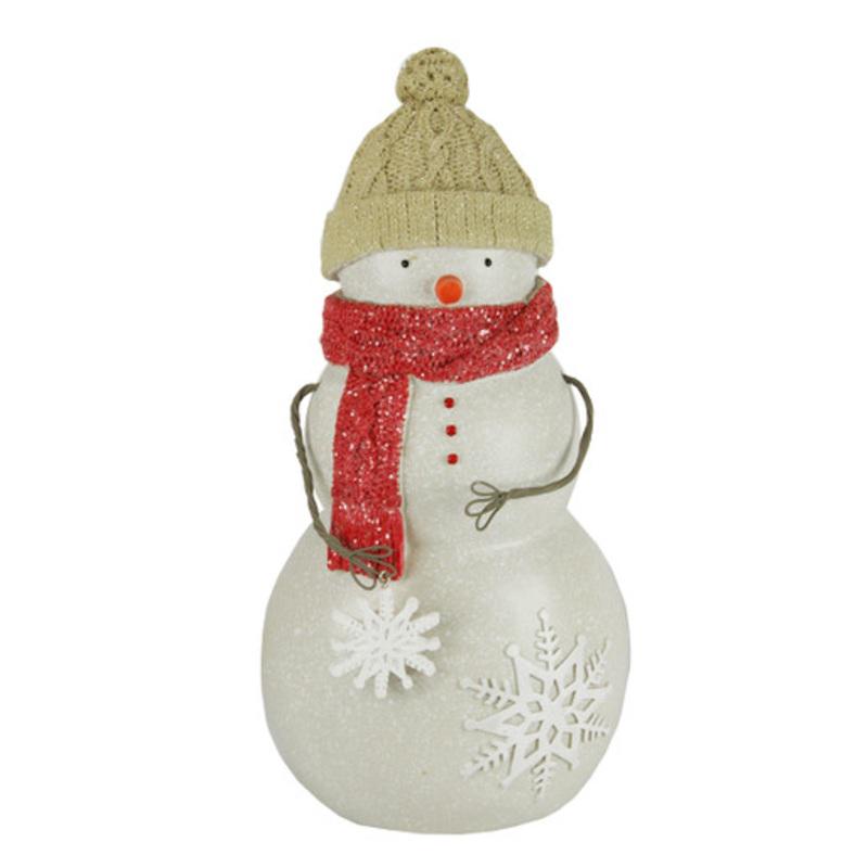 10.5 White and Red Speckled Snowman Christmas Tabletop Figurine