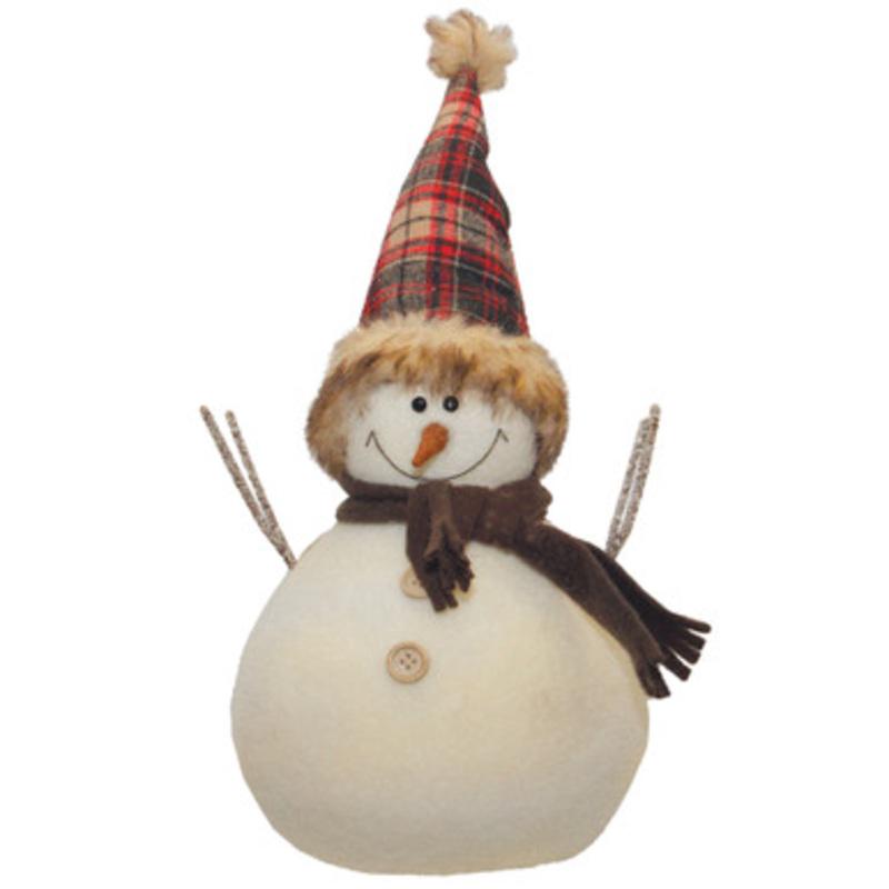 10.75 White and Black Portly Snowman Christmas Tabletop Figurine