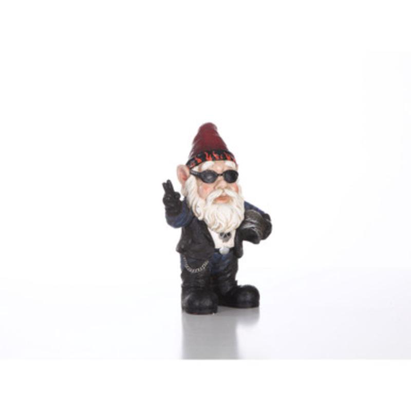 10.25 Biker Gnome with Sunglasses and Helmet Garden Figurine