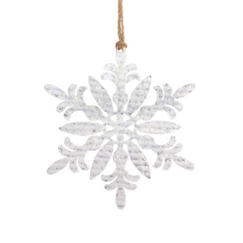 10 White Distressed Finish Christmas Snowflake Ornament