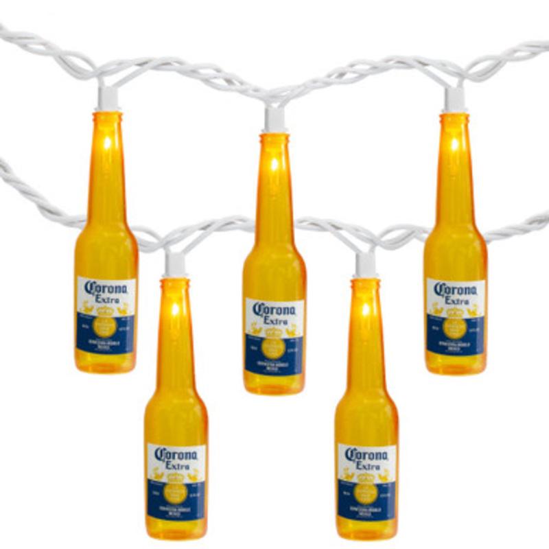 10-Count Clear Corona Extra Beer Bottle Summer Patio Light Set, 9ft White Wire