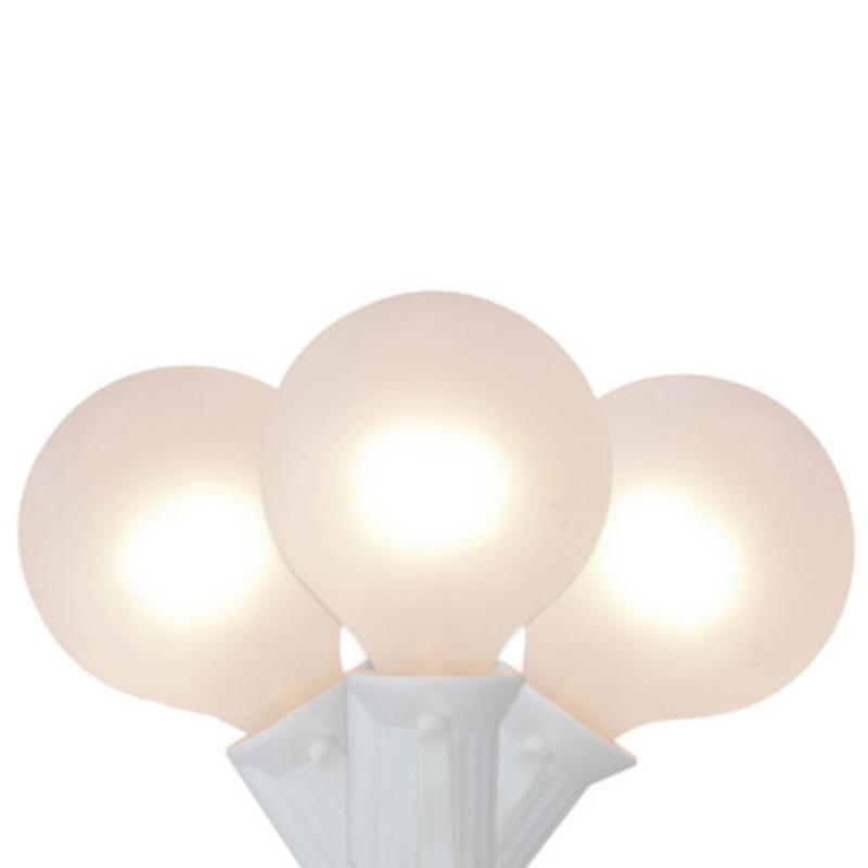 10-Count Frosted White G50 Globe Patio Light Set, 9ft White Wire