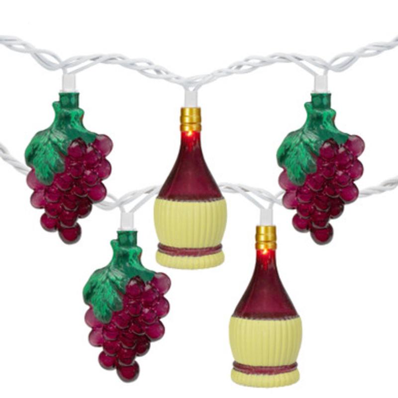 10-Count Grape and Wine Bottle Novelty String Christmas Light Set, 7.5ft White Wire