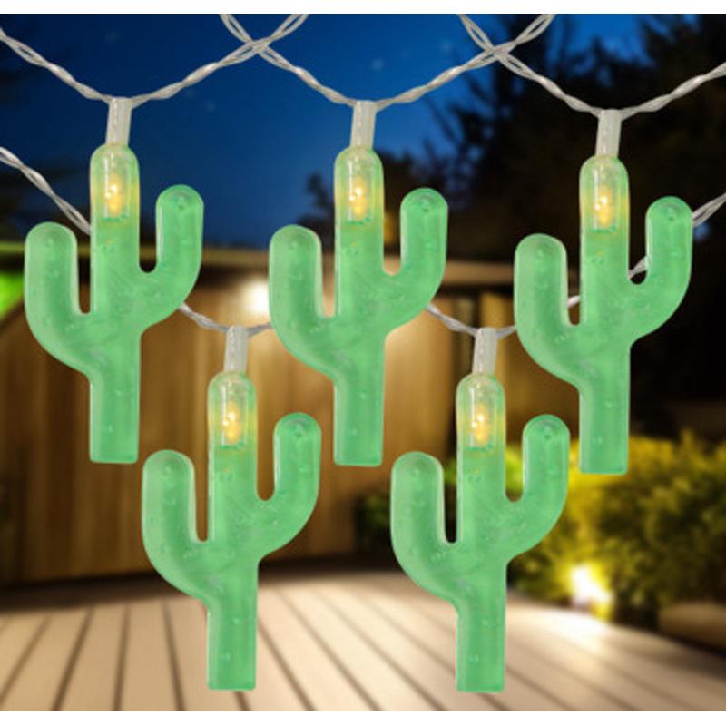 10-Count Green Cactus LED String Lights 4.5ft Clear Wire