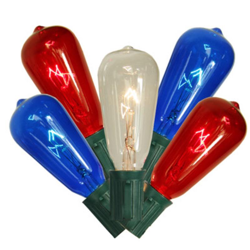 10-Count Red and Blue Transparent Christmas Light Set, 9ft Green Wire