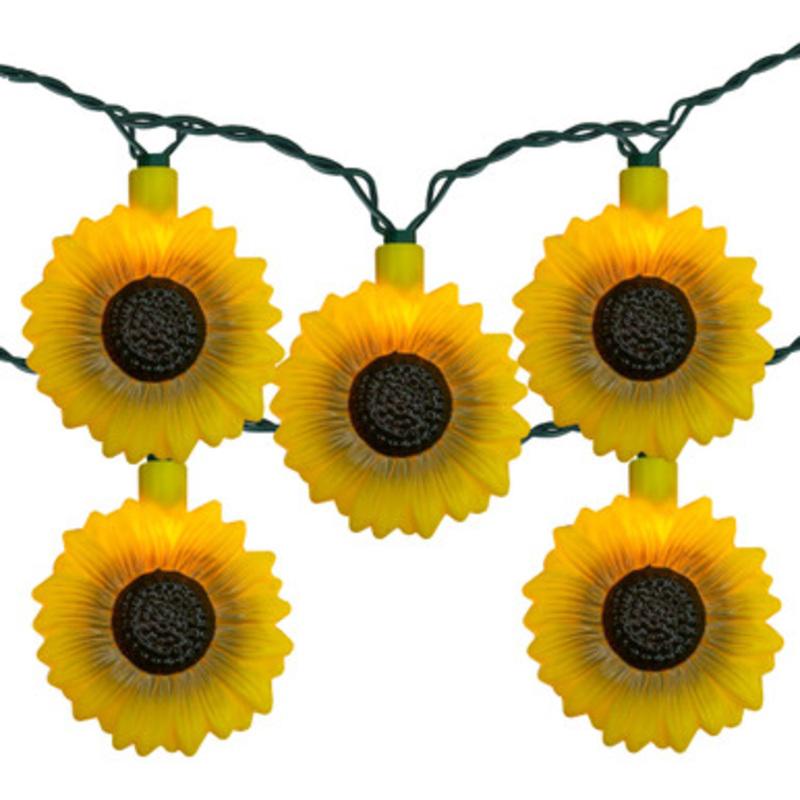 10-Count Sunflower Summer Patio String Mini Light Set, 8.5 ft Green Wire