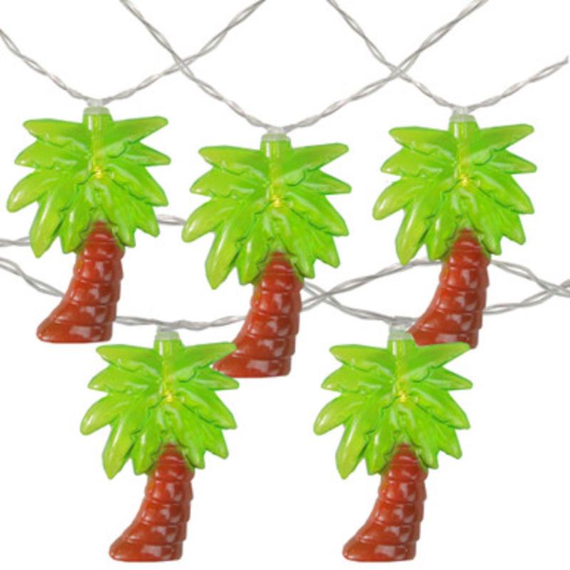 10 Warm Clear LED Battery Operated Palm Tree Summer String Lights 4.5 ft Clear Wire