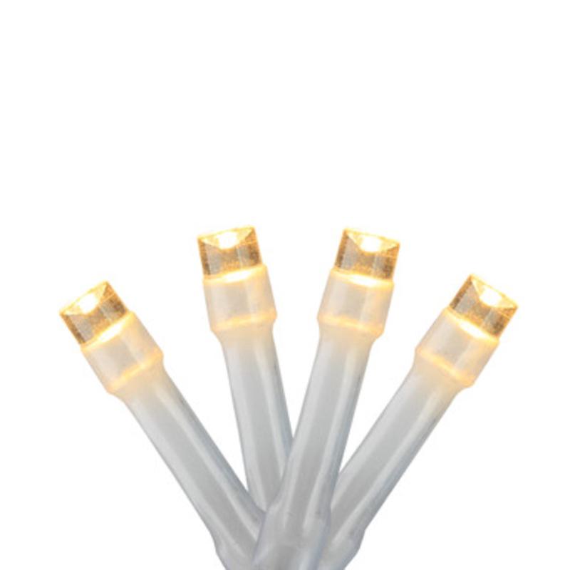 10 Warm White Battery Operated LED Micro Christmas Lights 4 ft White Wire