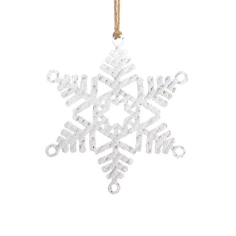 10 White and Brown Snowflake Christmas Ornament