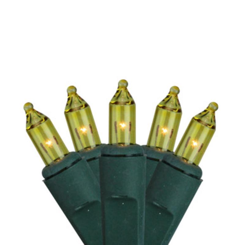 10-Count Battery Operated Gold Mini Christmas Light Set, 4.6ft Green Wire