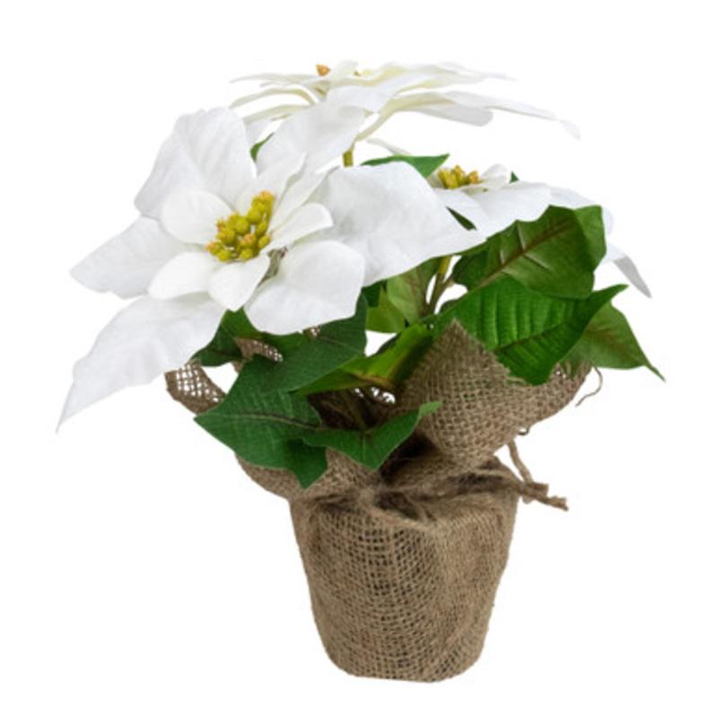 10 White Poinsettia Artificial Christmas Floral Arrangement