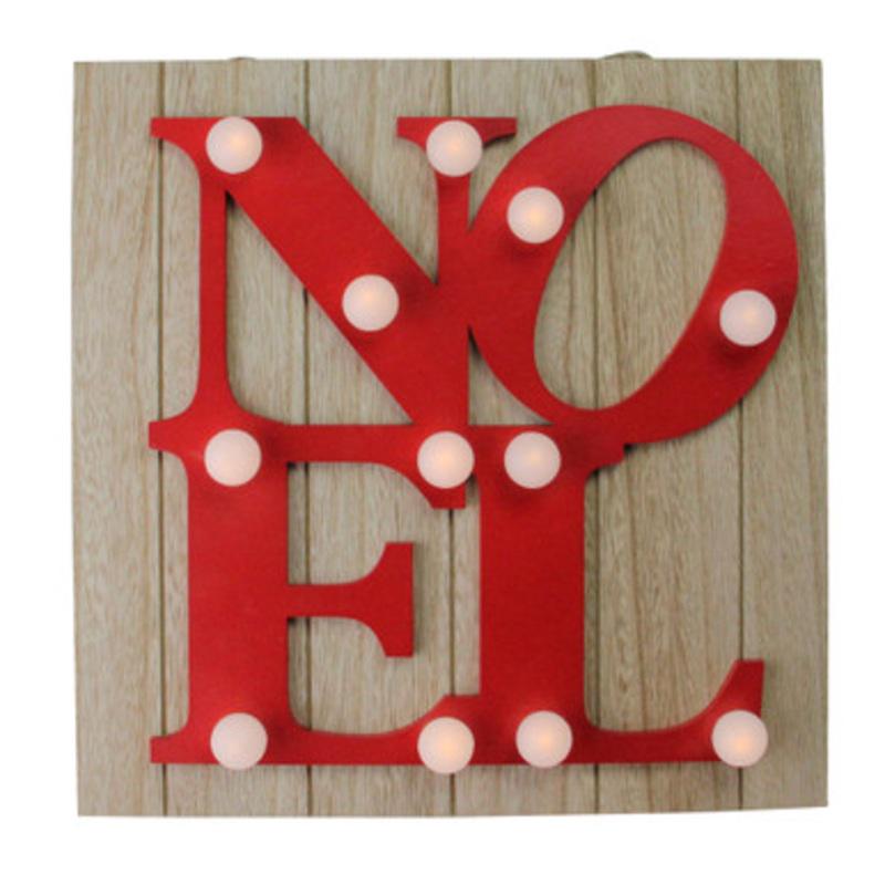 10 Pre-Lit Apple Red Noel Battery Operated Wall Decor