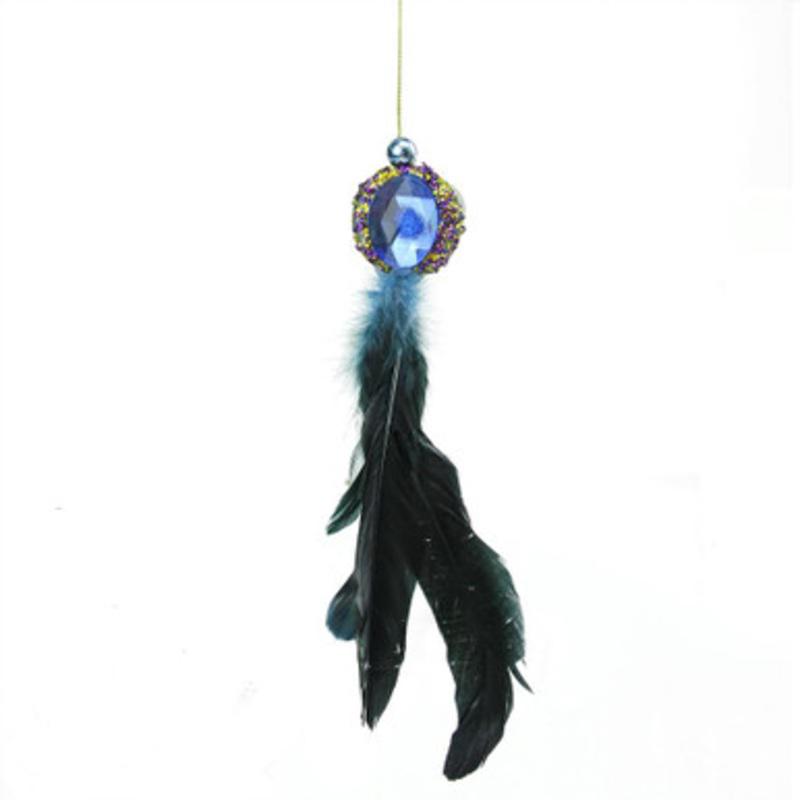 10 Purple and Gold Regal Peacock with Jewel Hanging Tassel Christmas Ornament