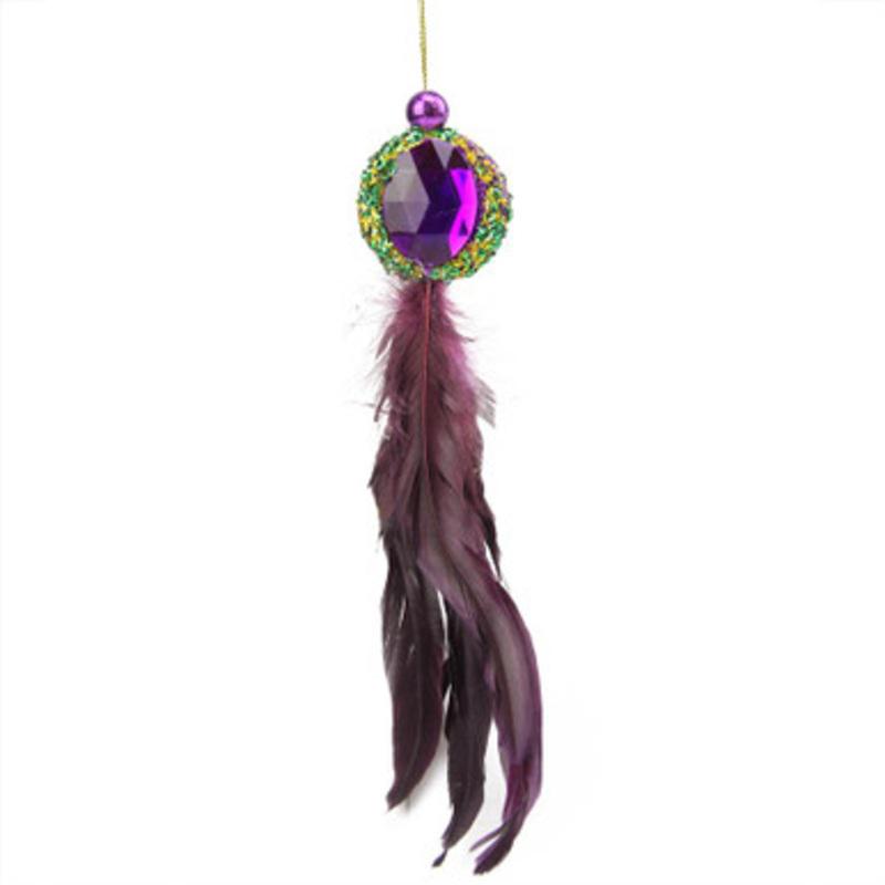 10 Purple and Peacock Green Jewel Hanging Christmas Ornament
