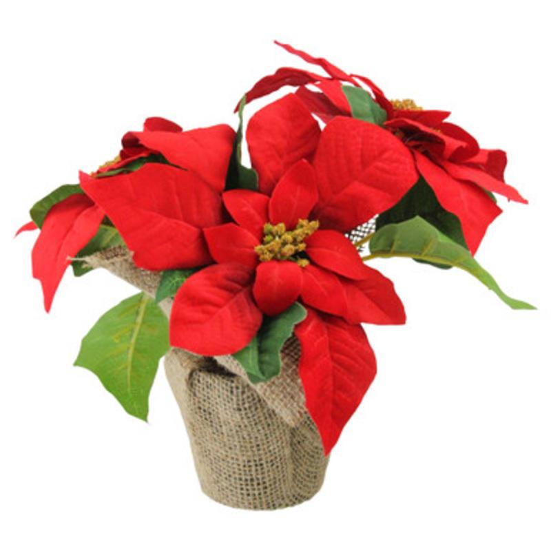 10 Red Poinsettia Artificial Christmas Floral Arrangement