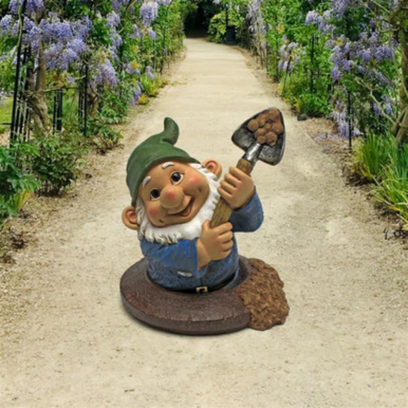 10 Sam the Shoveling Garden Gnome in a Hole Statue