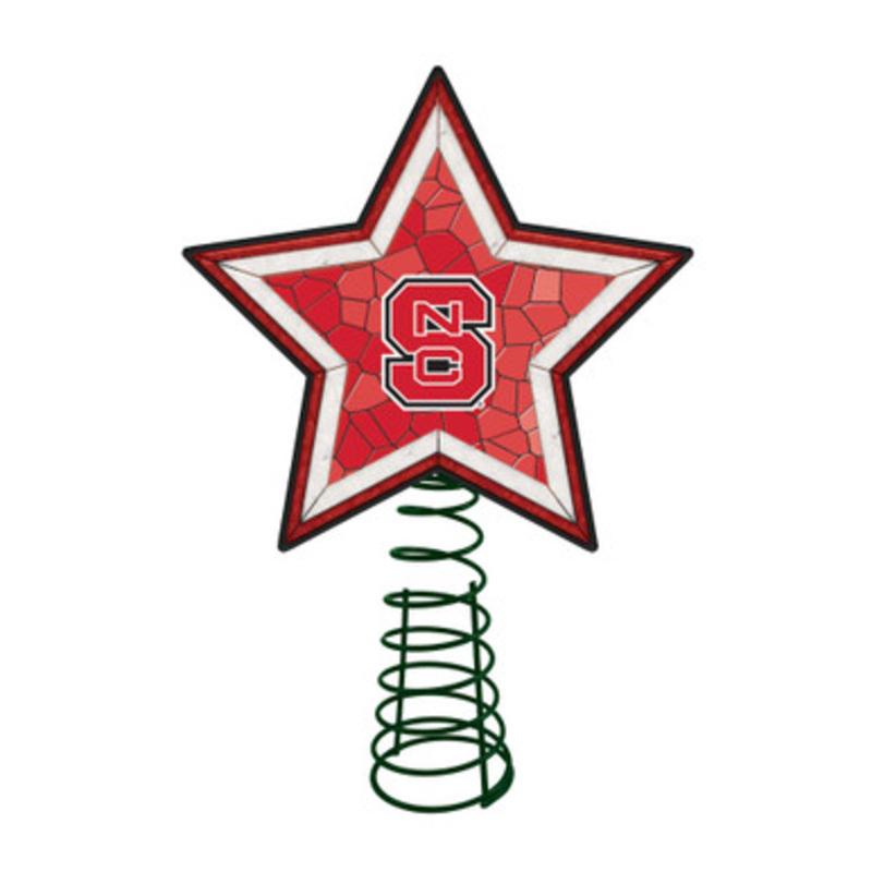 10 Lighted Red and White Star NCAA NC State Wolfpack Christmas Tree Topper