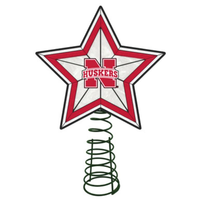 10 Lighted Red and White Star NCAA Nebraska Cornhuskers Christmas Tree Topper