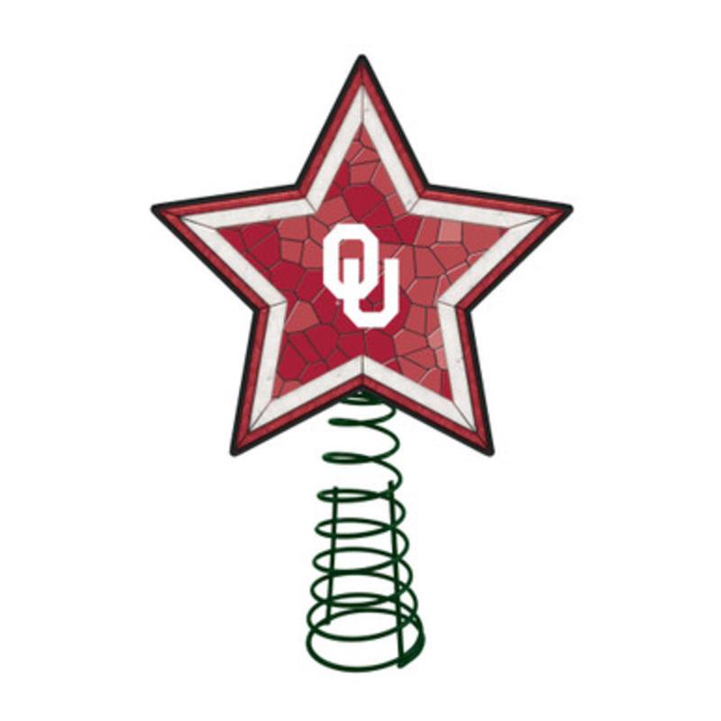 10 Lighted Red and White Star NCAA Oklahoma Sooners Christmas Tree Topper
