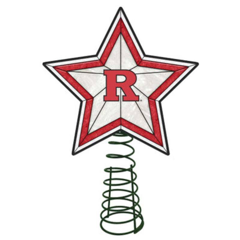 10 Lighted Red and White Star NCAA Rutgers Scarlet Knights Christmas Tree Topper
