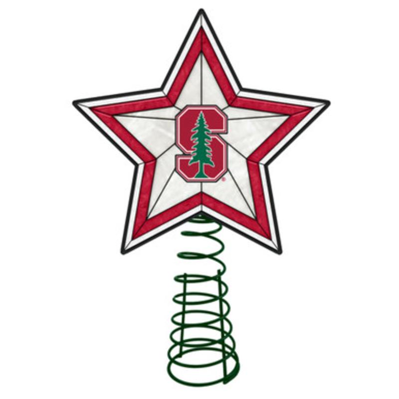 10 Lighted Red and White Star NCAA Stanford Cardinal Christmas Tree Topper