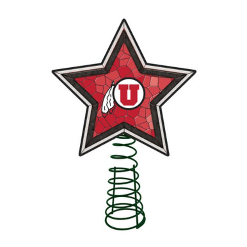 10 Lighted Red and White Star NCAA Utah Utes Christmas Tree Topper