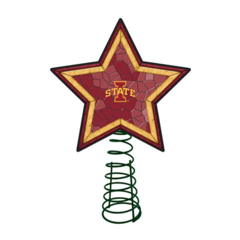 10 Lighted Red and Yellow Star NCAA Iowa State Cyclones Christmas Tree Topper