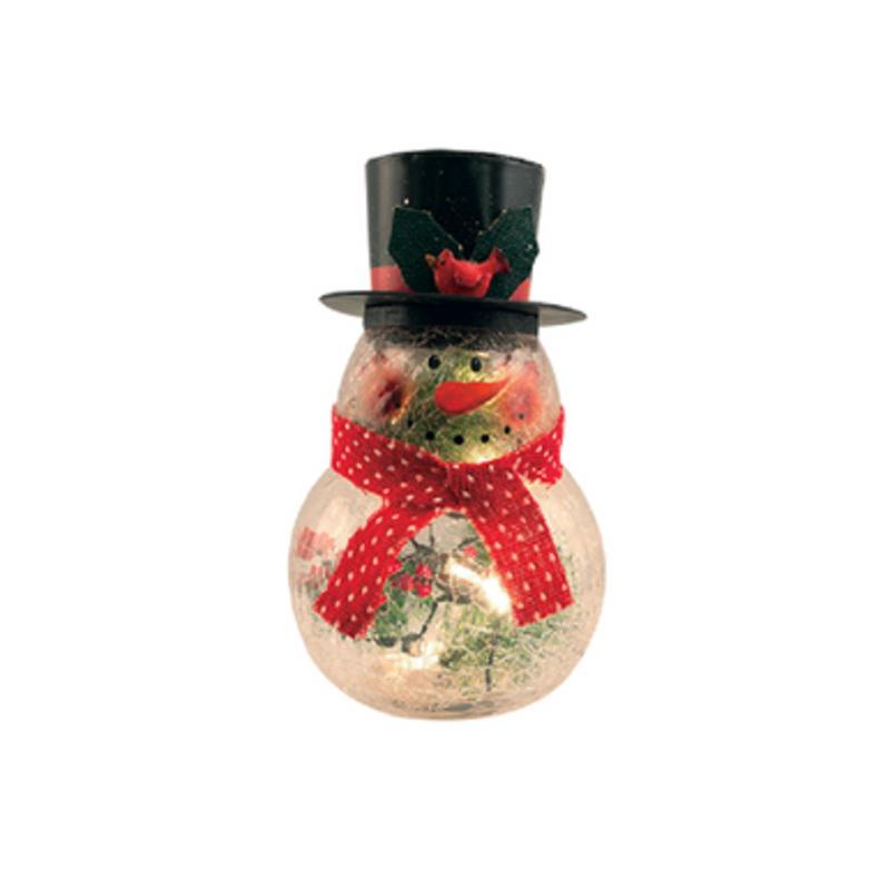 10 Lighted Snowman Glass Table Top Decoration