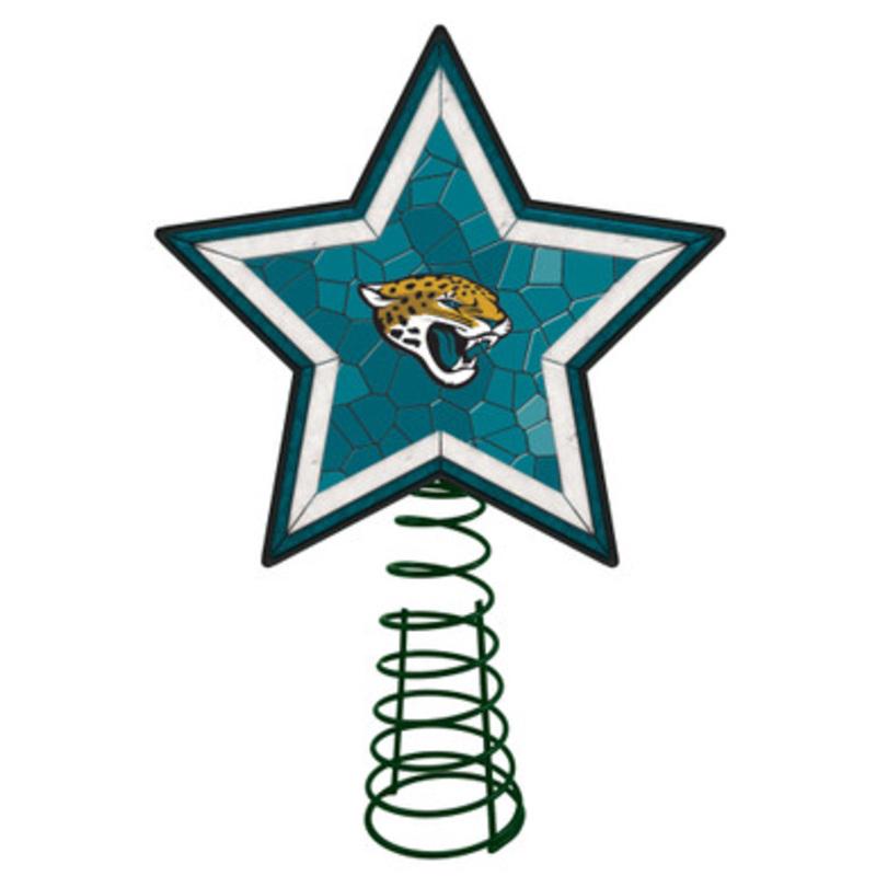 10 Lighted Teal Green and White Star NFL Jacksonville Jaguars Christmas Tree Topper