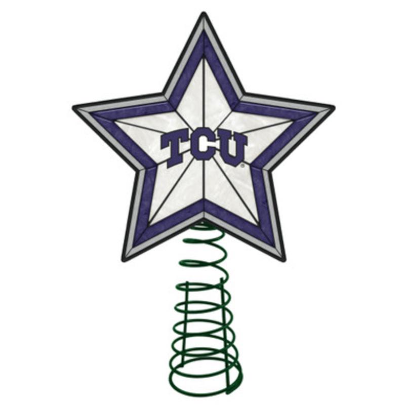 10 Lighted Violet and White Star NCAA TCU Horned Frogs Christmas Tree Topper
