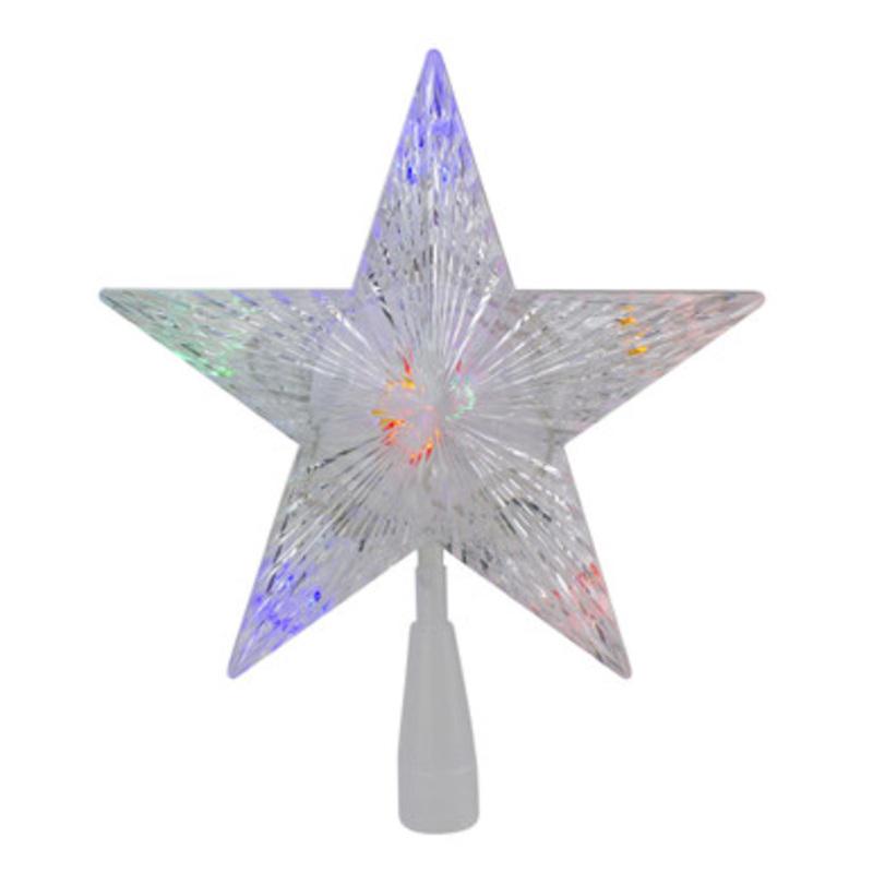 10 Lighted White 5 Point Star Christmas Tree Topper  Multicolor LED Lights