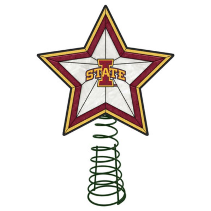 10 Lighted Yellow and Pink Star NCAA Iowa State Cyclones Christmas Tree Topper
