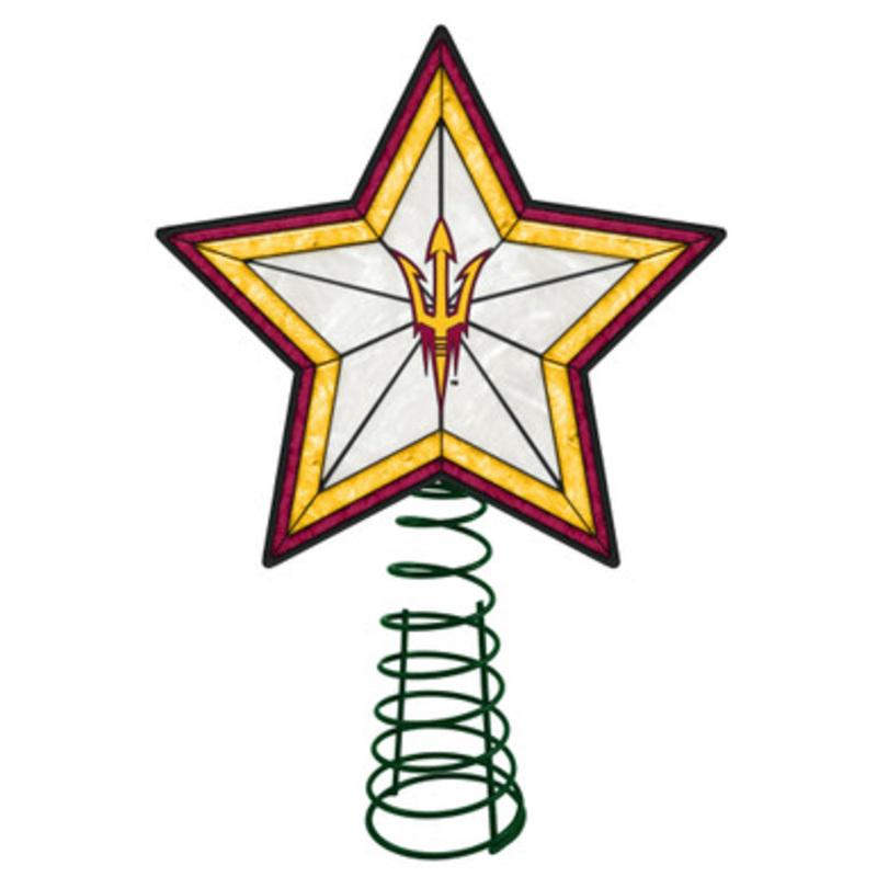 10 Lighted Yellow and Red Star NCAA Arizona State Sun Devils Christmas Tree Topper