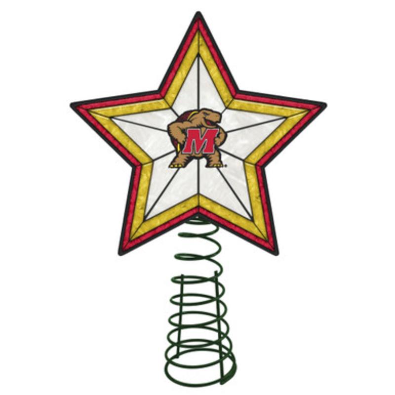 10 Lighted Yellow and White Star NCAA Maryland Terrapins Christmas Tree Topper
