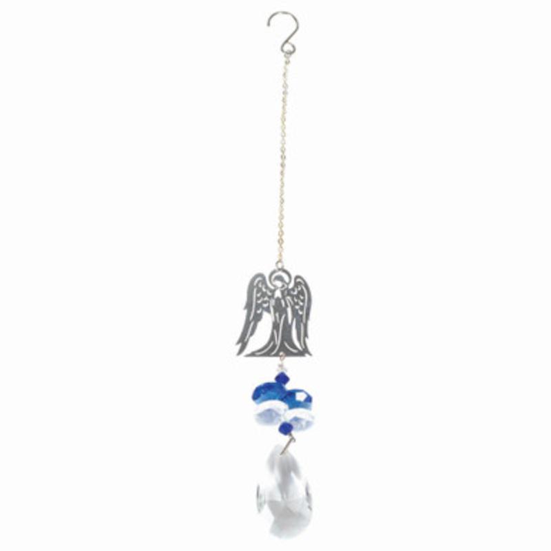 10 Metal Angel Dangle Ornament with Blue and White Crystals