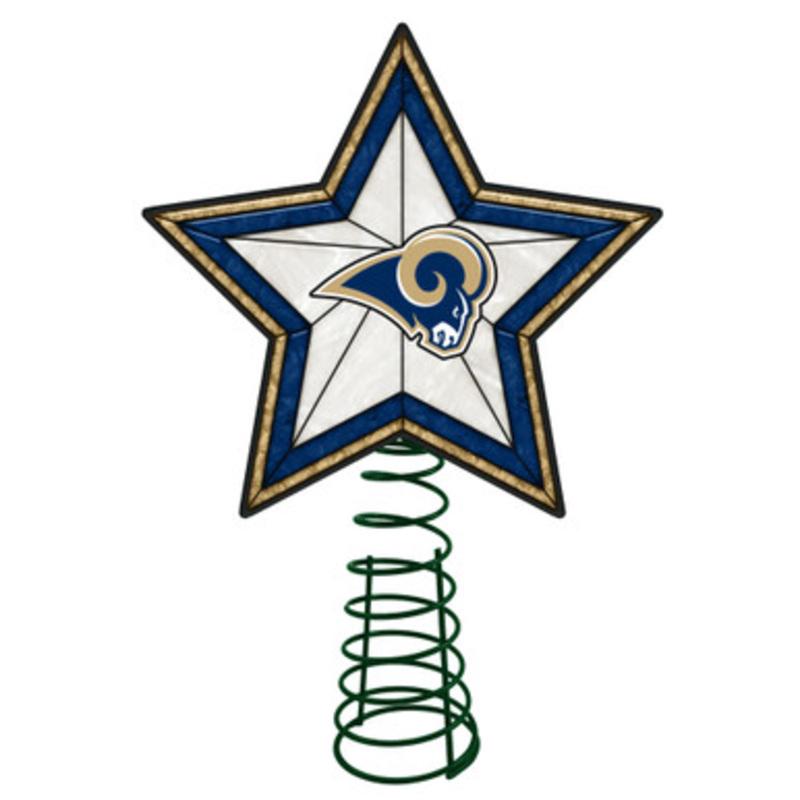 10 Lighted White and Blue Star NFL Los Angeles Rams Christmas Tree Topper