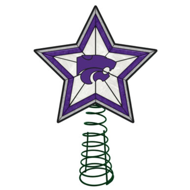 10 Lighted White and Purple Star NCAA Kansas State Wildcats Christmas Tree Topper