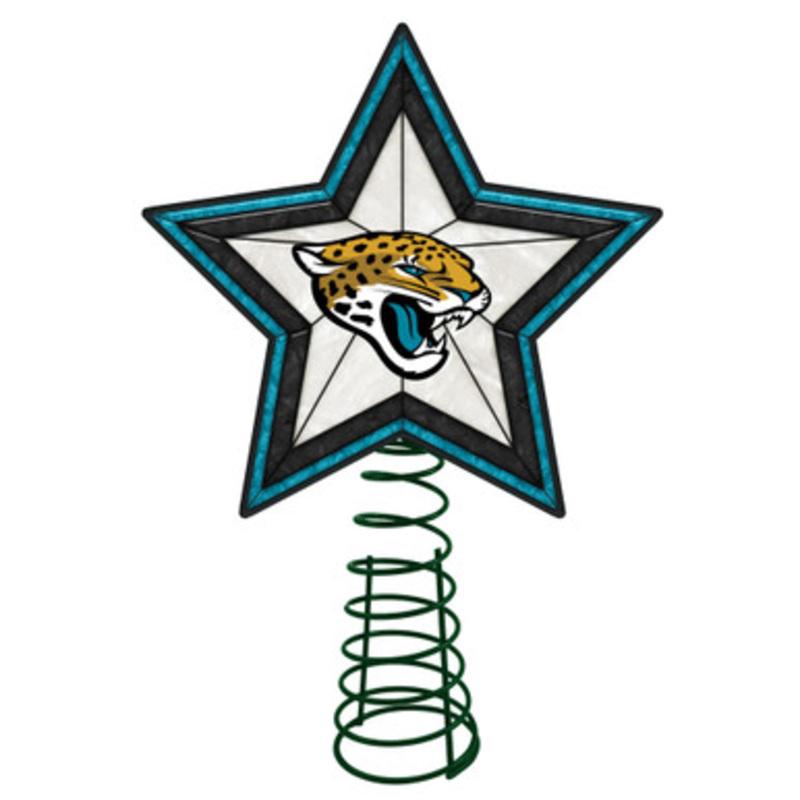 10 Lighted Blue and Black Star NFL Jacksonville Jaguars Christmas Tree Topper