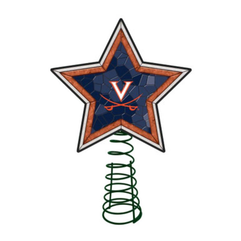 10 Lighted Blue and Brown Star NCAA Virginia Cavaliers Christmas Tree Topper