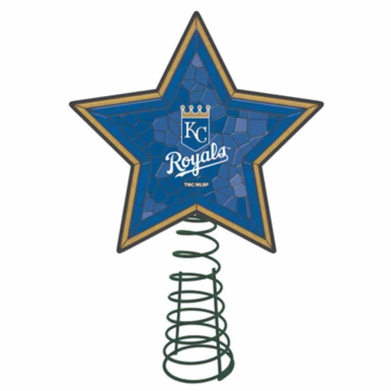 10 Lighted Blue and Gold Star MLB Kansas City Royals Mosaic Christmas Tree Topper