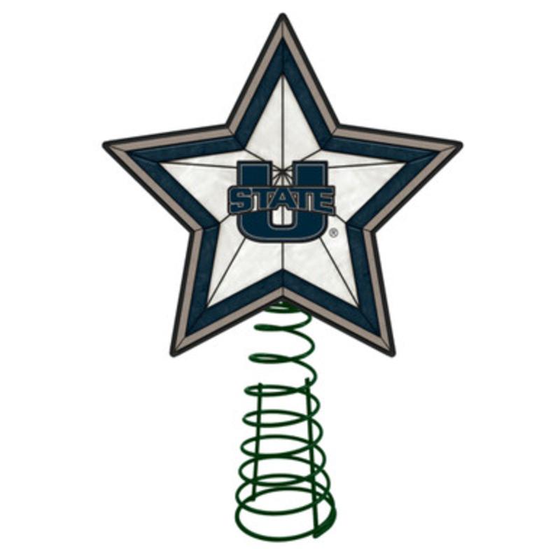 10 Lighted Blue and Gray Star NCAA Utah State Aggies Christmas Tree Topper