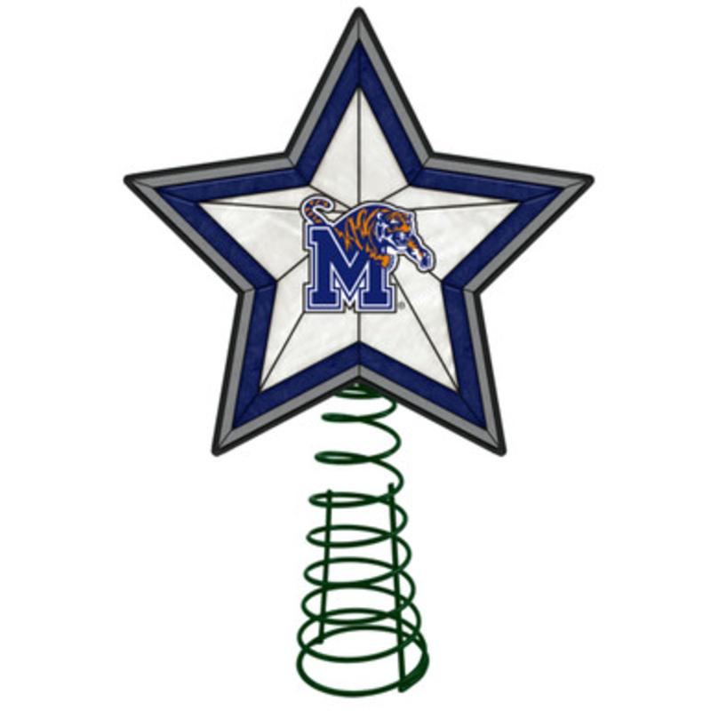 10 Lighted Blue and Green Star NCAA Memphis Tigers Christmas Tree Topper