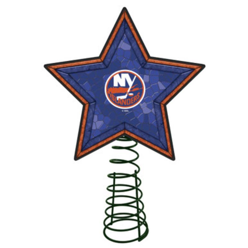10 Lighted Blue and Orange Star NHL New York Islanders Christmas Tree Topper