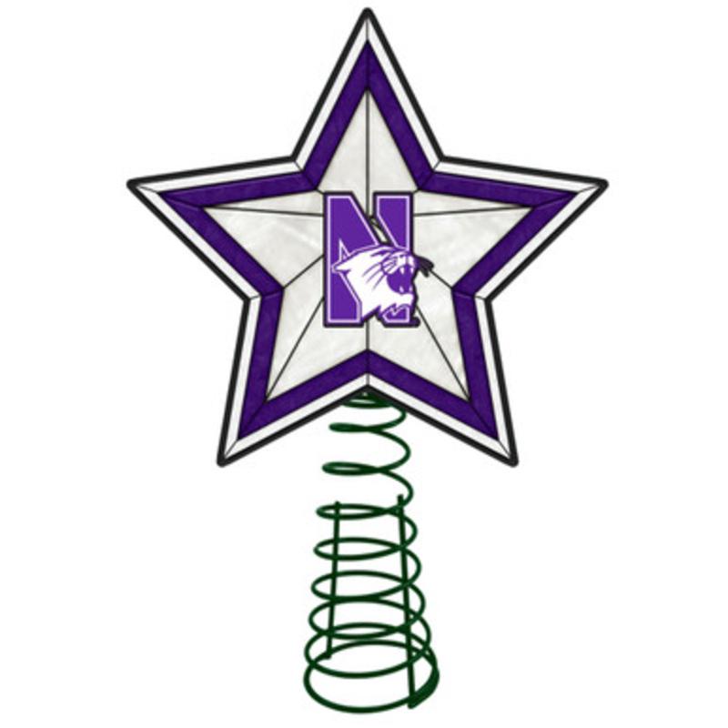 10 Lighted Purple and Green Star NCAA Northwestern Wildcats Christmas Tree Topper